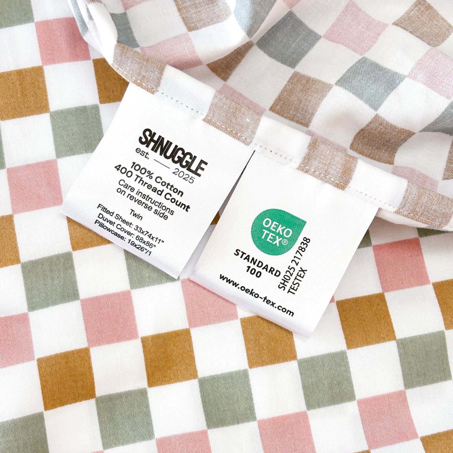 SHNUGGLE Bedding Set Colorful Checker