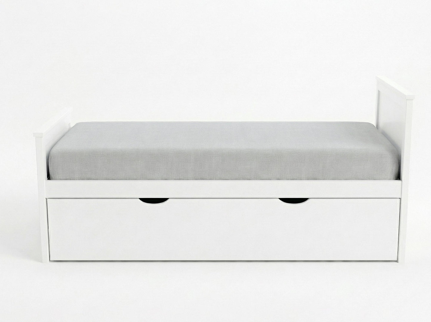 LYSA33"- WHITE Bed + Trundle