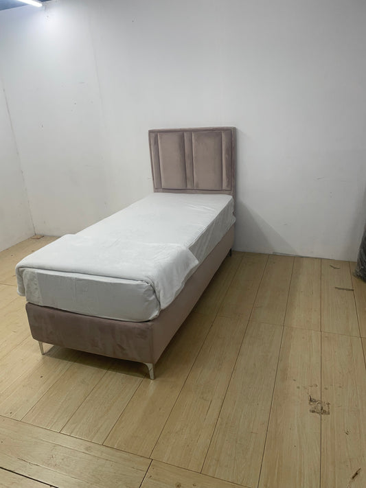 Dusky Pink Velvet Platform Bed